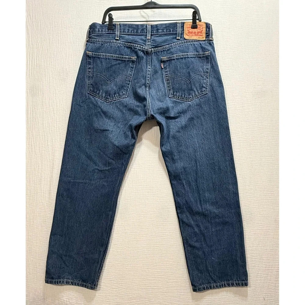 Levi's 505 Regular Fit Jeans Mens 34x29 Blue Straight Leg‎ Denim Pants Grunged